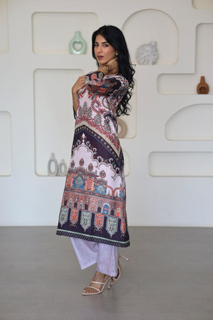 Bright Symmetrical Printed Kurti Set